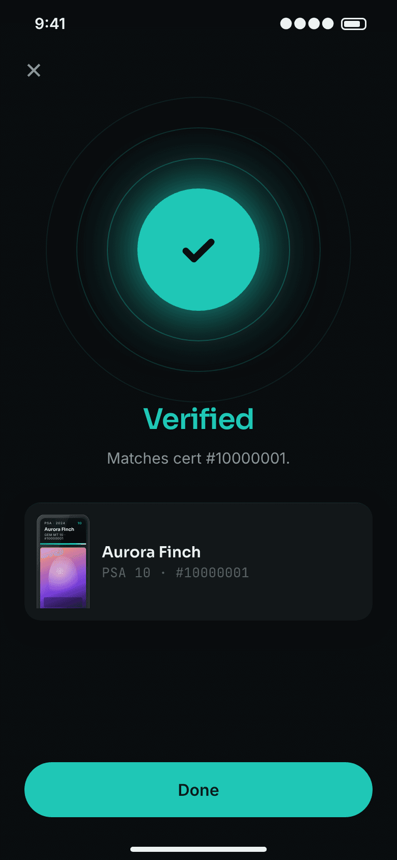 Tap verified on a phone