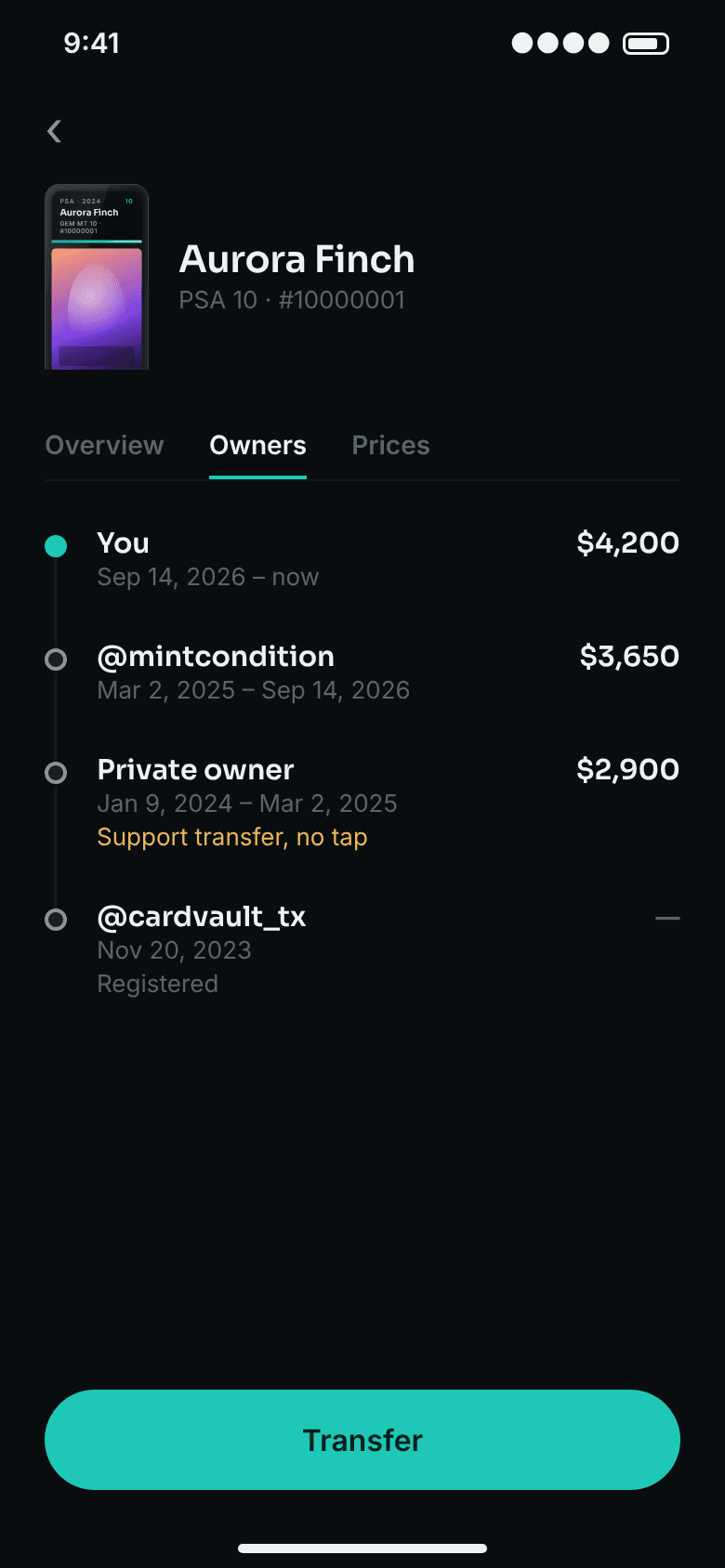 Ownership history on a phone